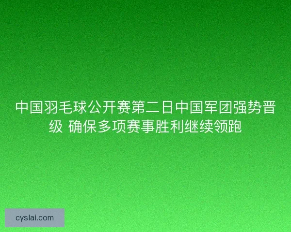 中国羽毛球公开赛第二日中国军团强势晋级 确保多项赛事胜利继续领跑